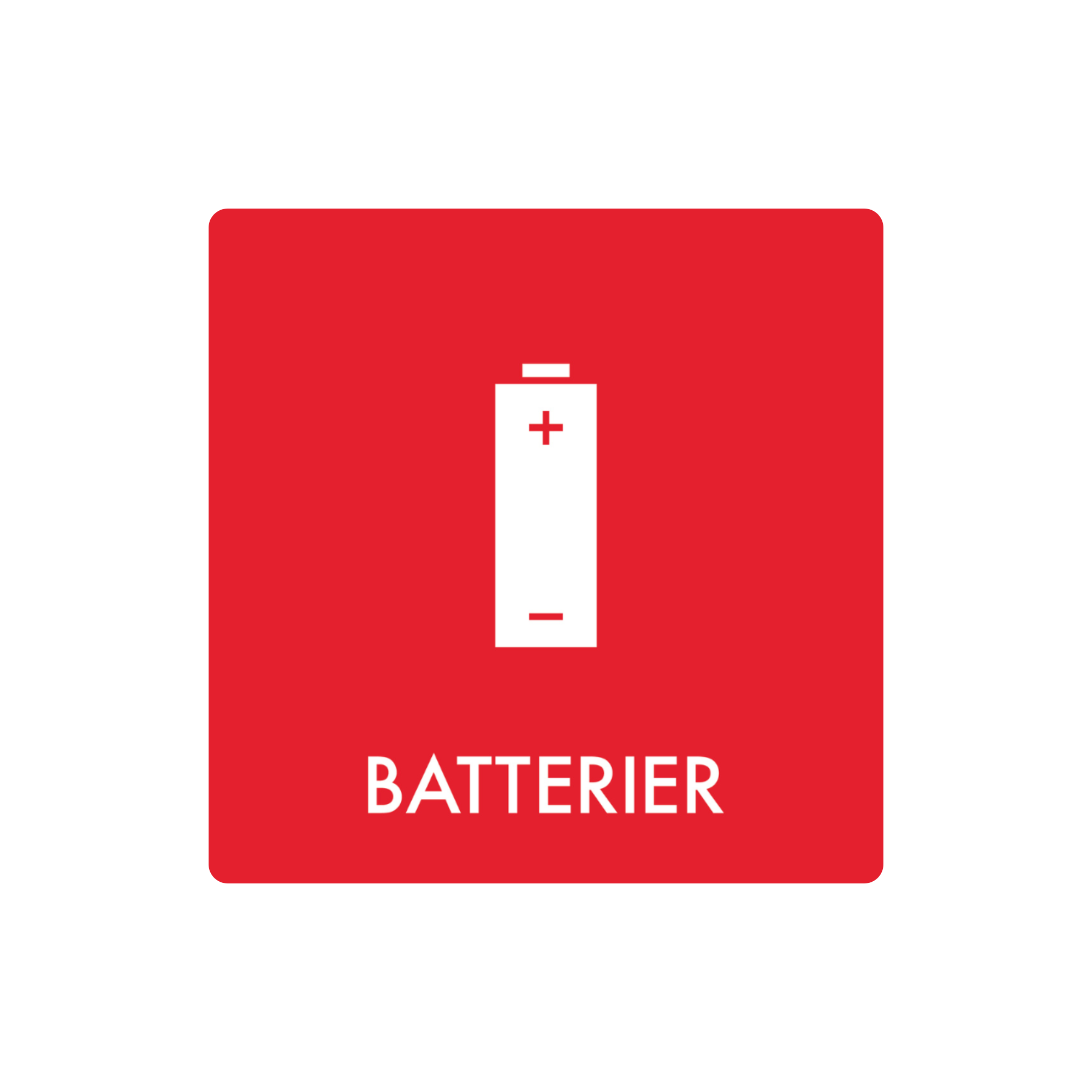 Batterier piktogram til affaldssortering – klistermærke som kan påsættes affaldsspande til affaldssortering.