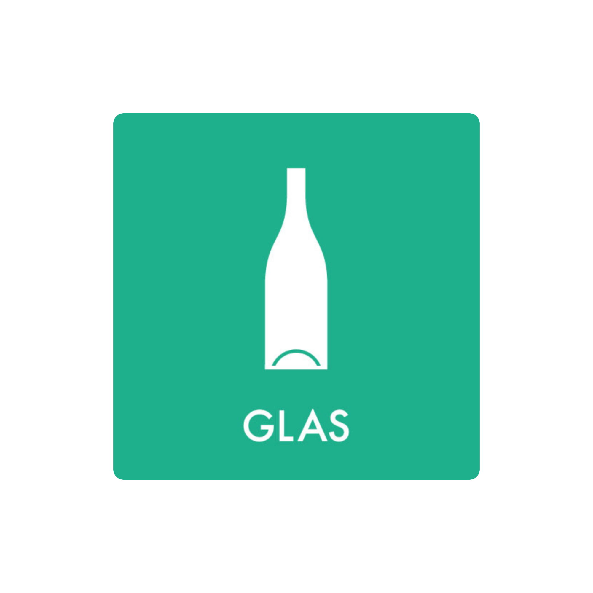 Glas piktogram til affaldssortering – klistermærke som kan påsættes affaldsspande til affaldssortering.