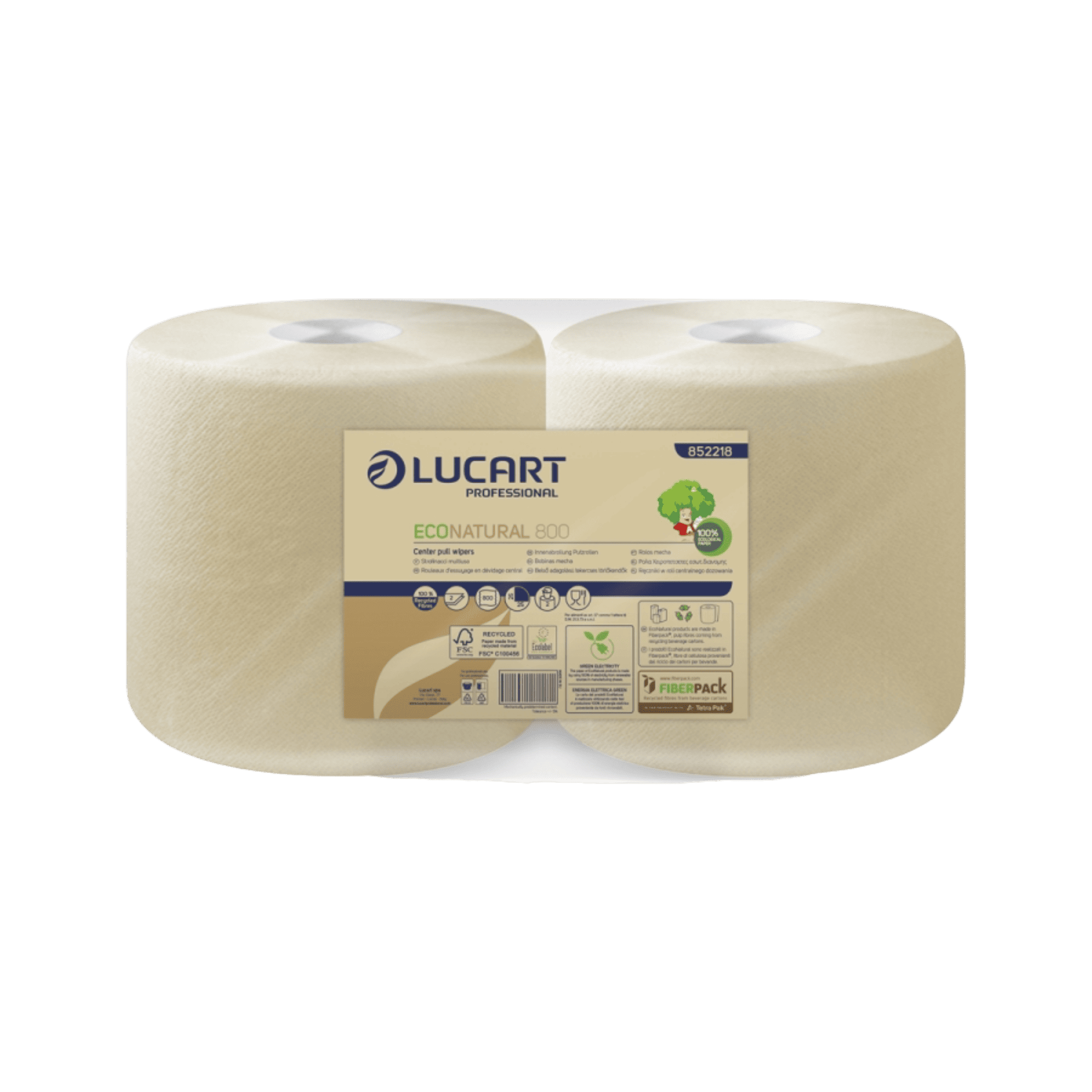 Lucart EcoNatural aftørringspapir – 3-lags, 200 m (2 stk)