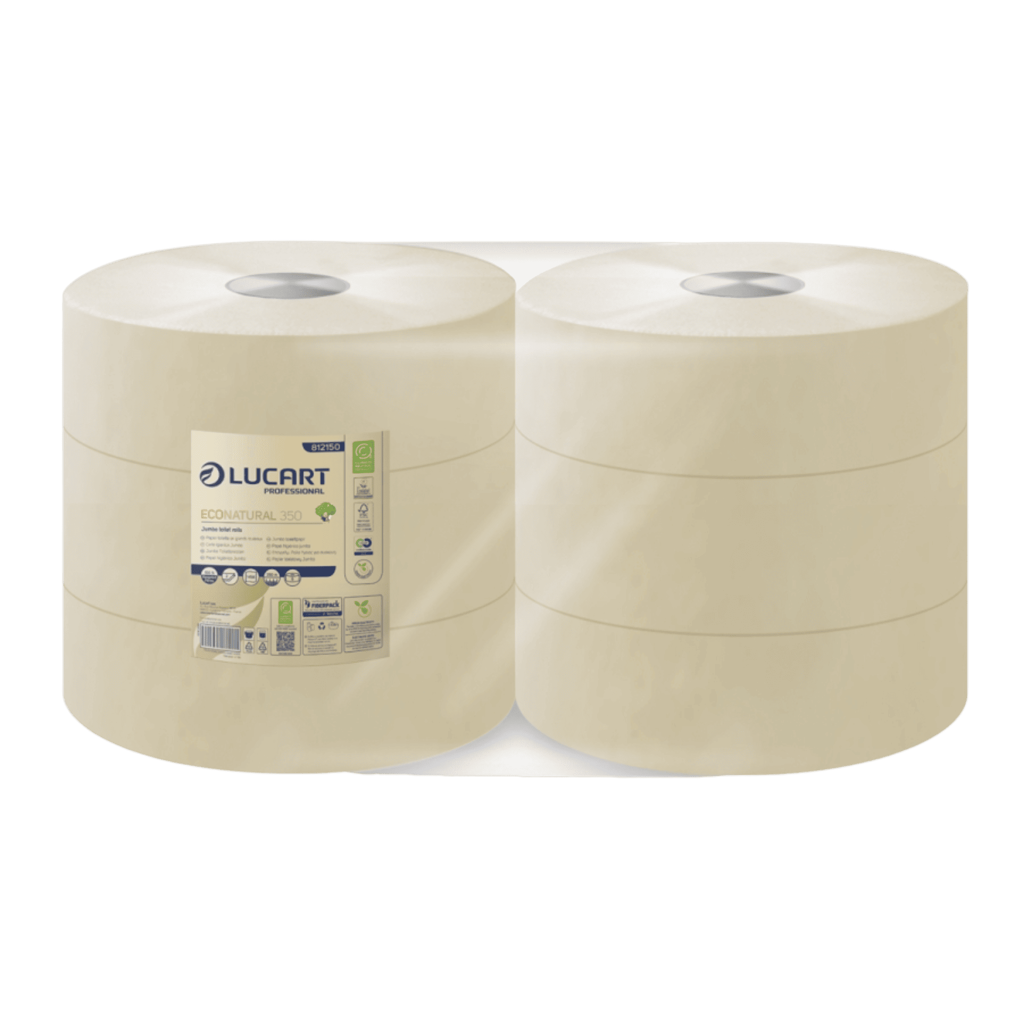Lucart EcoNatural maxi jumbo toiletpapir – 350 m, 2-lags (6 stk)
