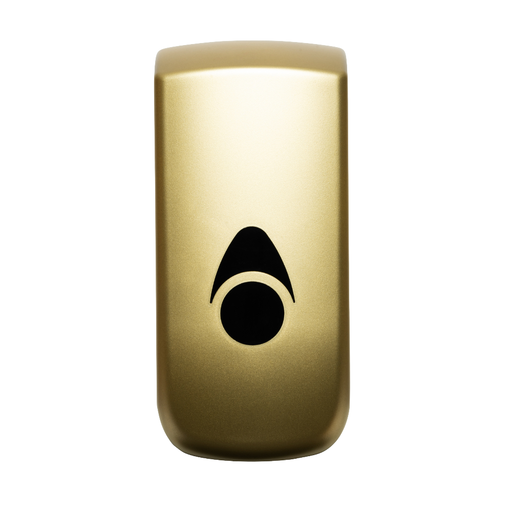 Elegant sæbedispenser i mat guld finish. Fremstillet i genbrugsplast og har en kapacitet på 900 ml til skum- eller flydende sæbe. Sæbedispenseren vises fra fronten.