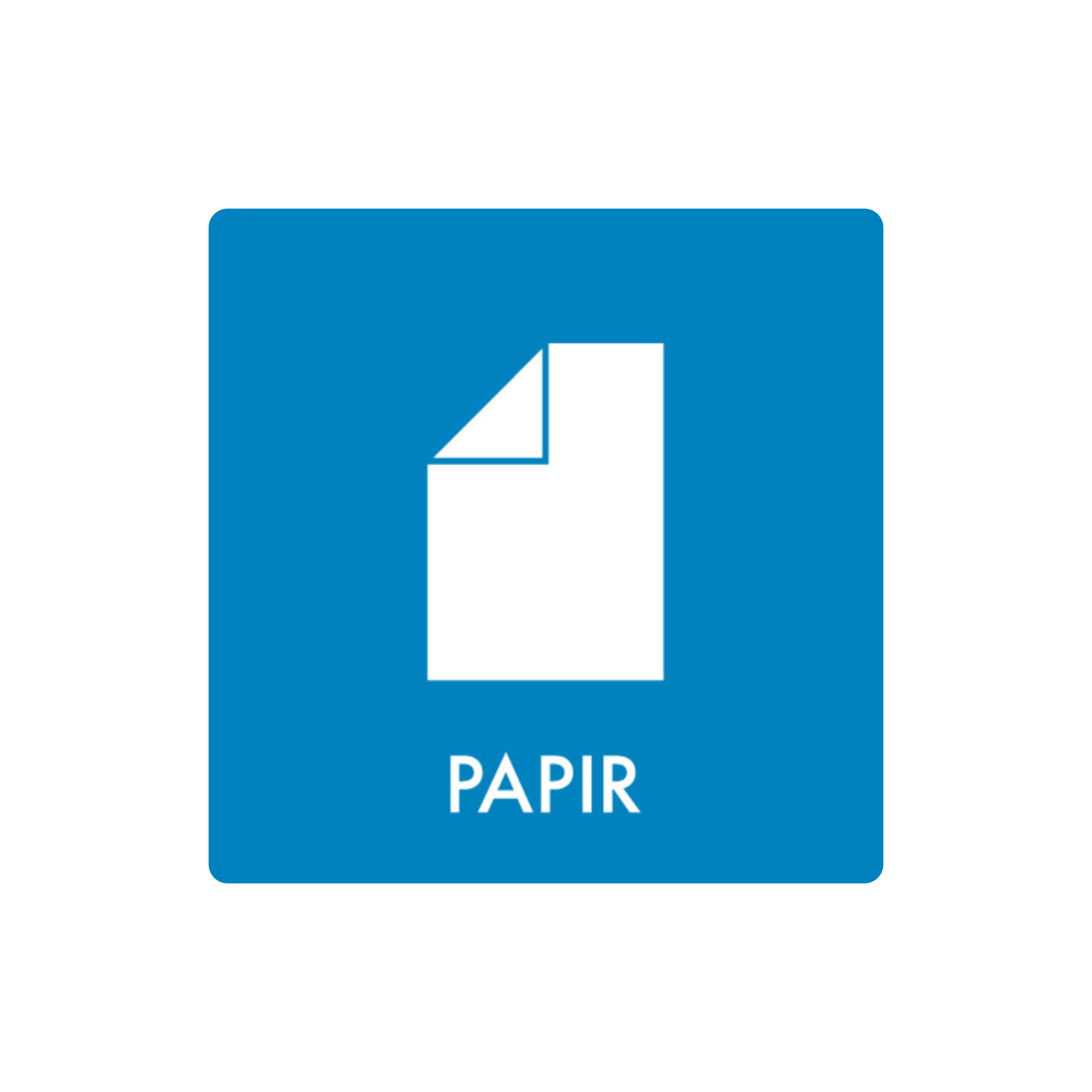 Papir piktogram til affaldssortering – klistermærke som kan påsættes affaldsspande til affaldssortering.