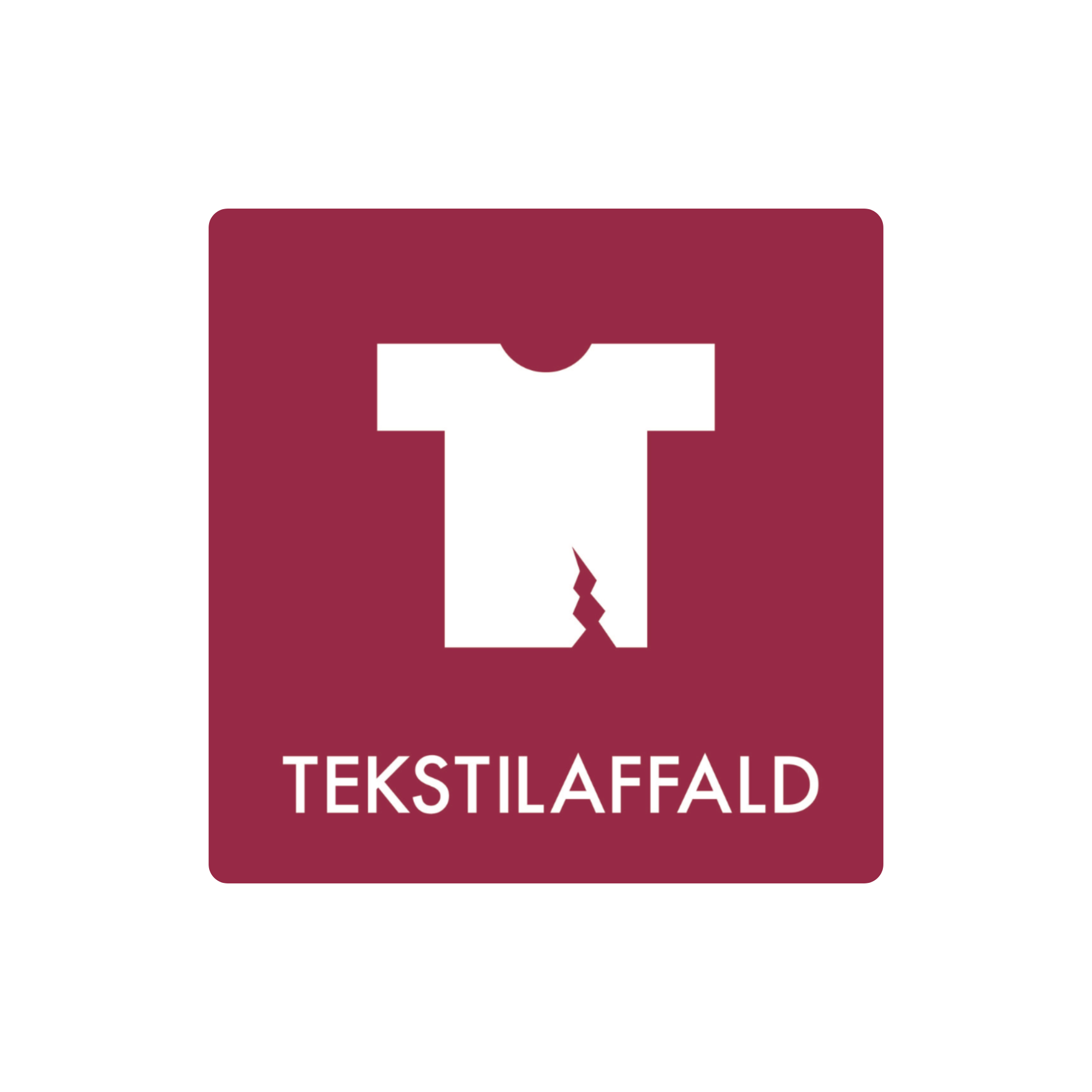 Tekstilaffald piktogram til affaldssortering – klistermærke som kan påsættes affaldsspande til affaldssortering.