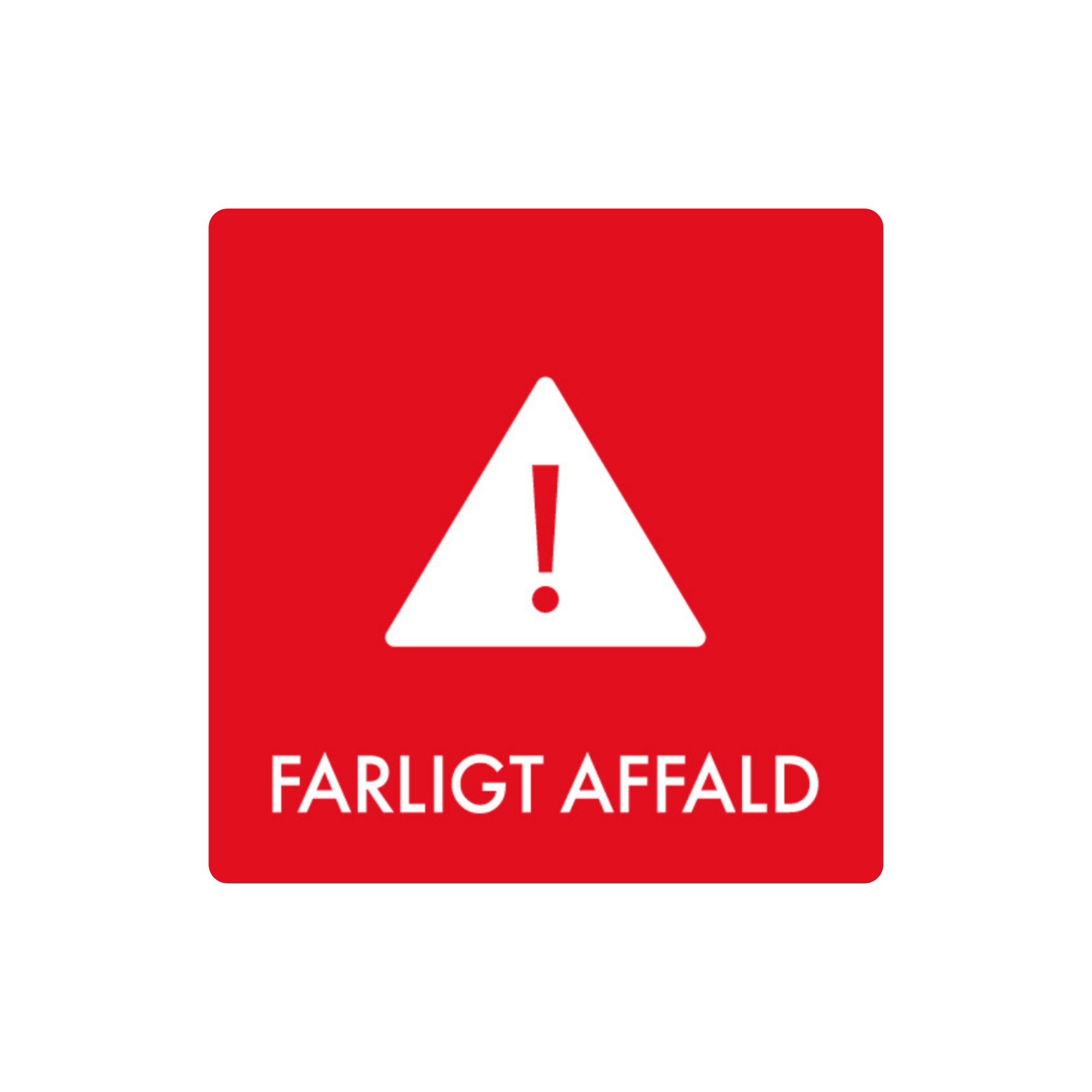 Farligt affald piktogram til affaldssortering – klistermærke som kan påsættes affaldsspande til affaldssortering.