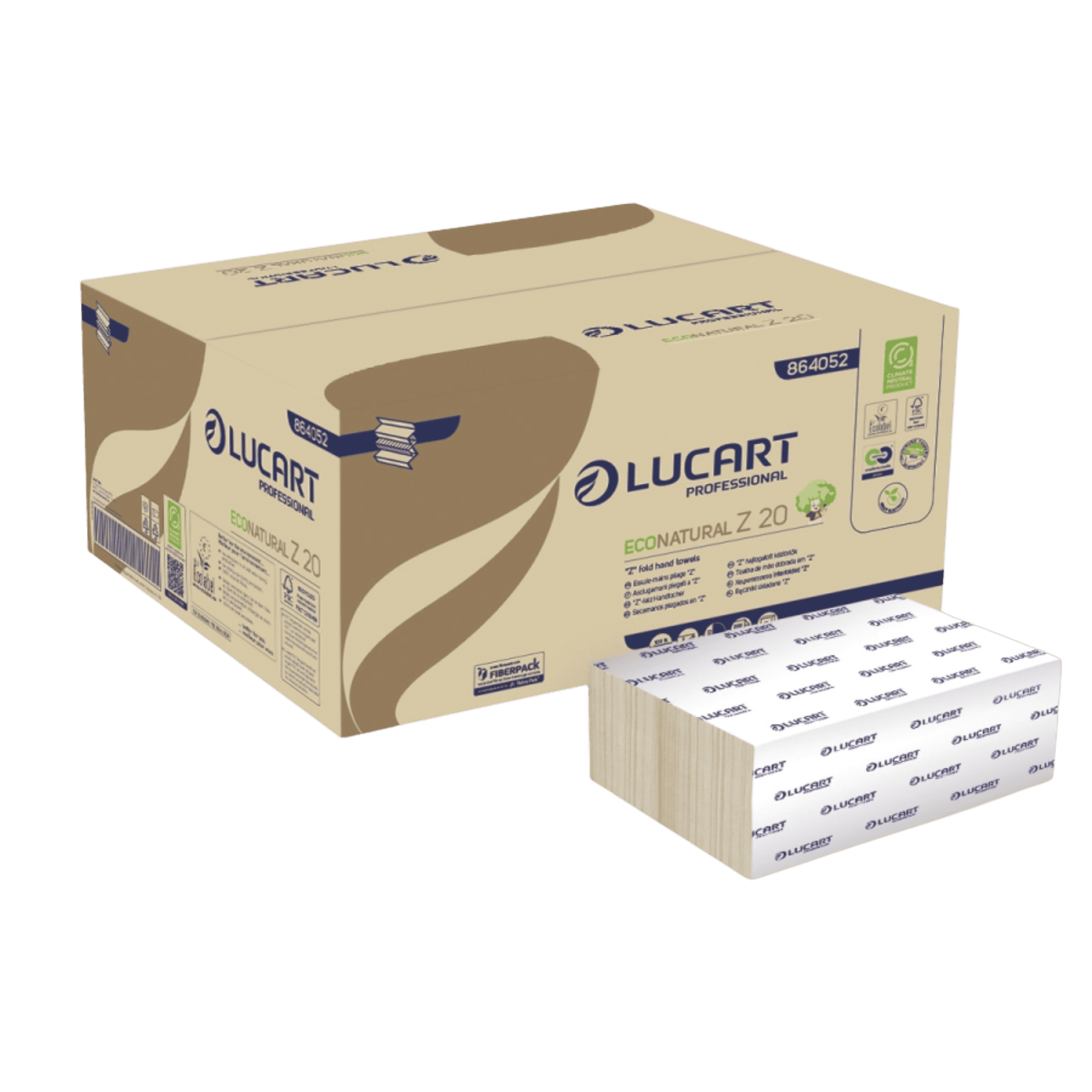 Lucart EcoNatural Z-Fold håndklædeark – 2-lags, 15 x 200 ark