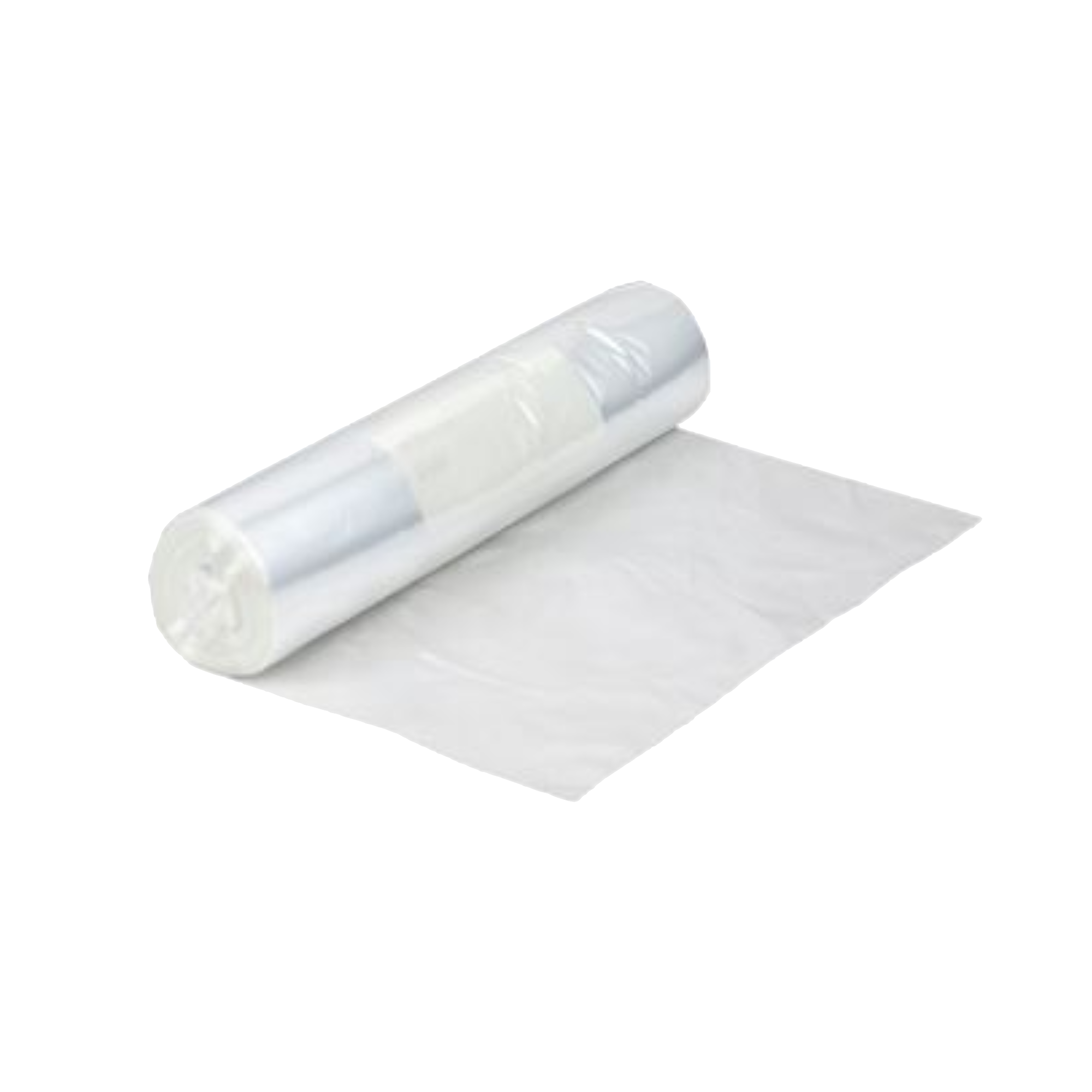 Billede af fryseposer med skrivefelt – 11 liter (29×54 cm), ca. 10 stk pr. rulle, gennemsigtige LDPE-poser med skrivefelt til dato og indhold. På billedet vises bundtet som er lidt åbnet. 

