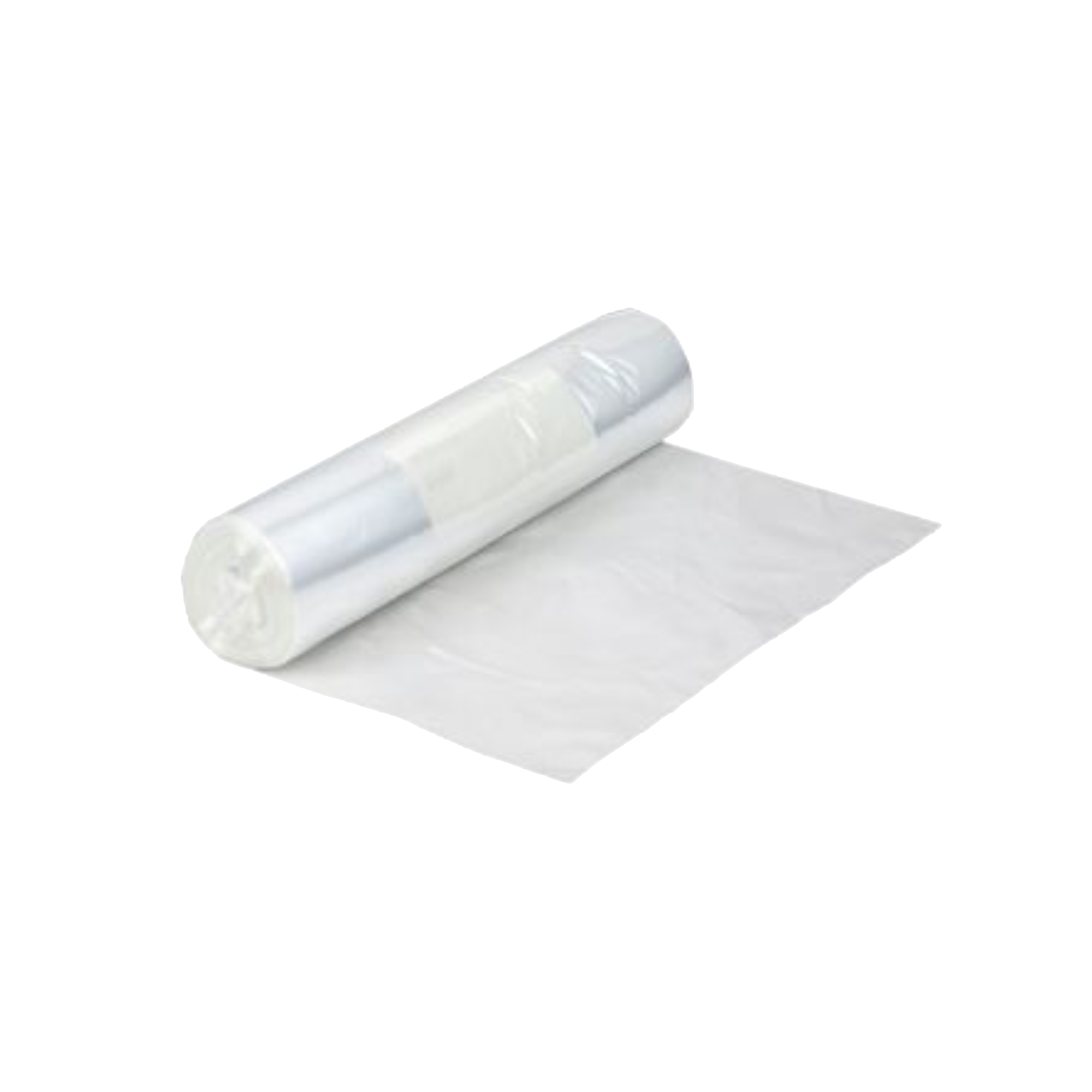 Billede af fryseposer med skrivefelt – 8 liter (25×50 cm), 50 stk, klar LDPE-plast med praktisk skrivefelt til dato og indhold. På billedet vises bundtet som er lidt åbnet. 
