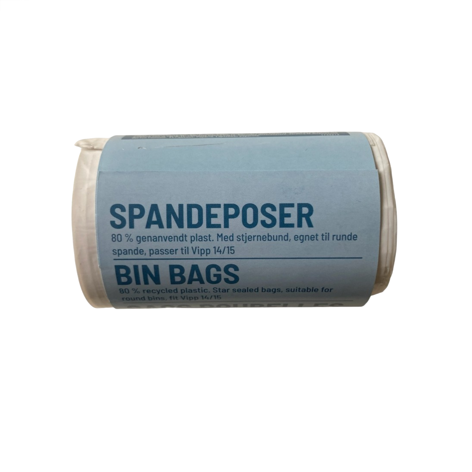 Billede af affaldsposebundt til pedalspande – 14 liter LDPE 20 µ i hvid med stjernebund, genanvendt plast

