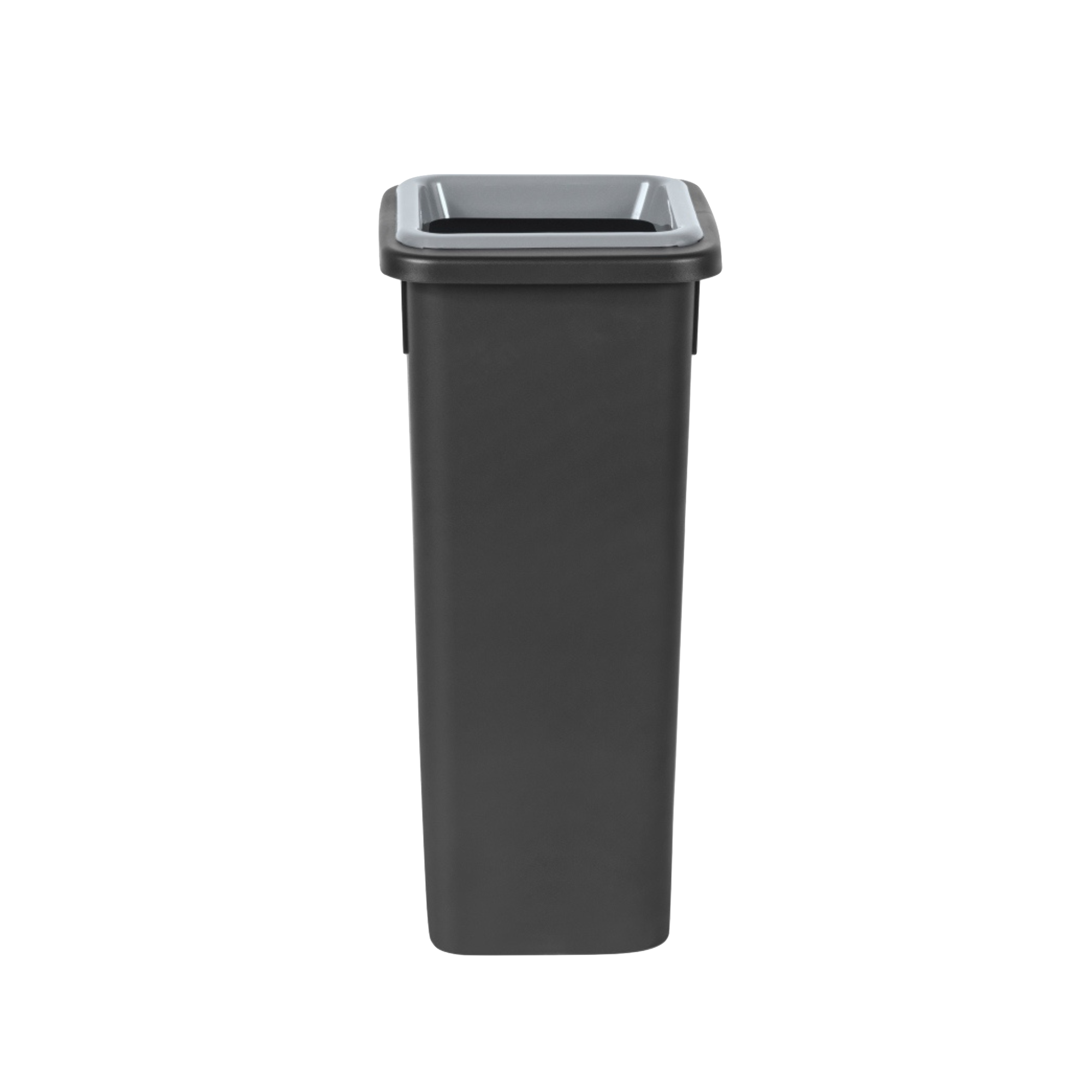 Style affaldsspand – 20 liter i grå med åbent indkast, fremstillet af 100% genanvendt plast, ideel til affaldssortering på kontor og institutioner
